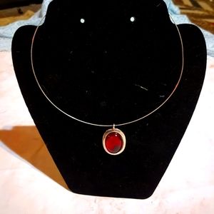 Vintahw Wire necklace with outstanding pendant. So rare to find such beauty.